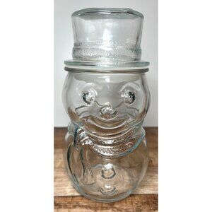 Snowman-Shaped Clear Glass Christmas  Jar With Airtight Lid & Rubber Seal